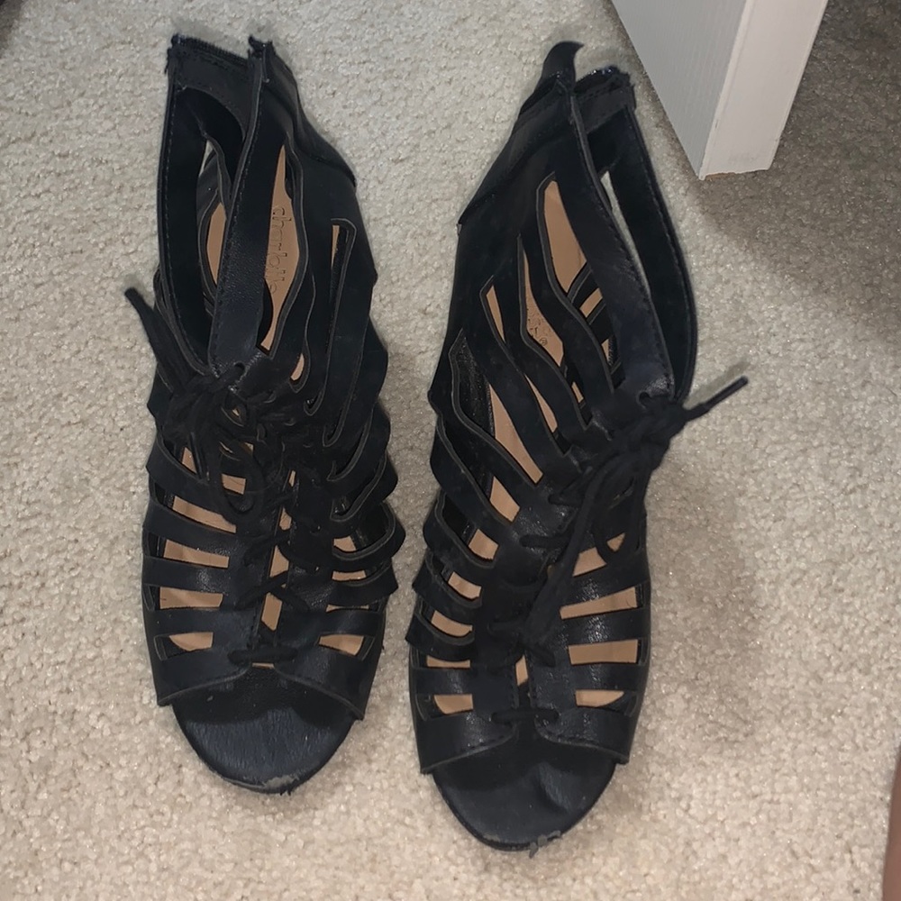 Women’s black heeled sandals